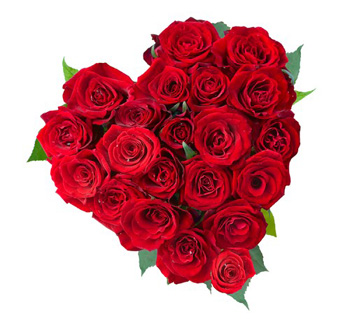 Heart shape arrangement of 30red roses 